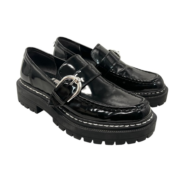 Sam Edelman Circus Everly Black Patent Platform Chunky Lug Loafers Women’s 8.5 - Picture 2 of 14
